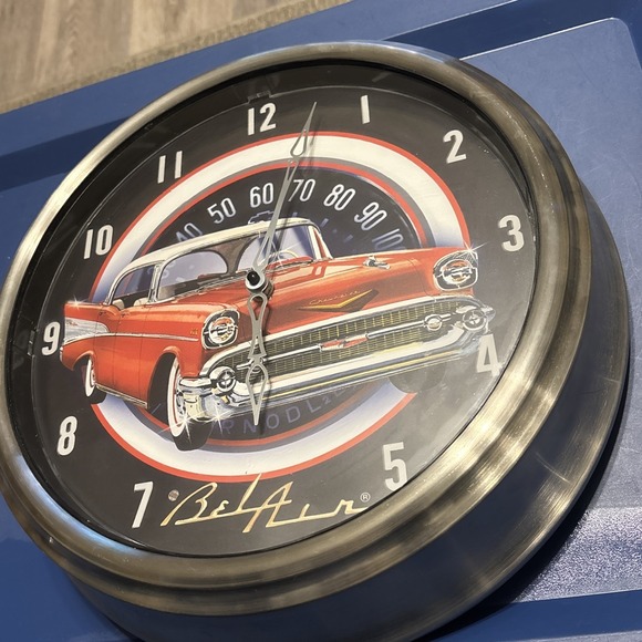 Bradford Exchange Classic Bel Air Atomic Wall Clock Lighted Chevy Garage 1957 GM - Picture 1 of 11